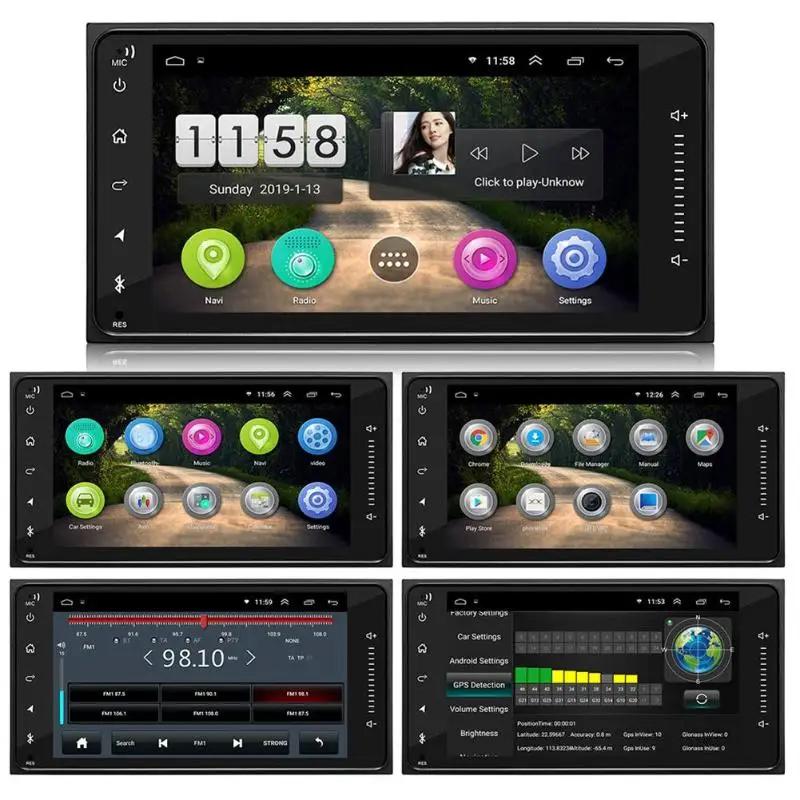7 дюймов 2 DIN Android 8,1 1+ 16G HD 12V сенсорный экран стерео bluetooth USB gps Navi MP5 мультимедийный плеер FM радио для Toyota