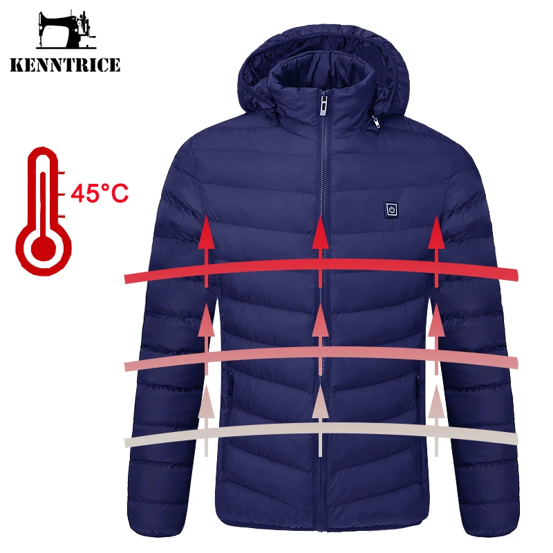 KENNTRICE мужская куртка с подогревом зимнее теплое пальто Usb электрическим зимняя