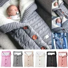 Зимние теплые спальные мешки для новорожденных, конверт, вязаный Пеленальный мешок с пуговицами для новорожденных, пеленка для коляски, одеяло для малышей, спальные мешки
