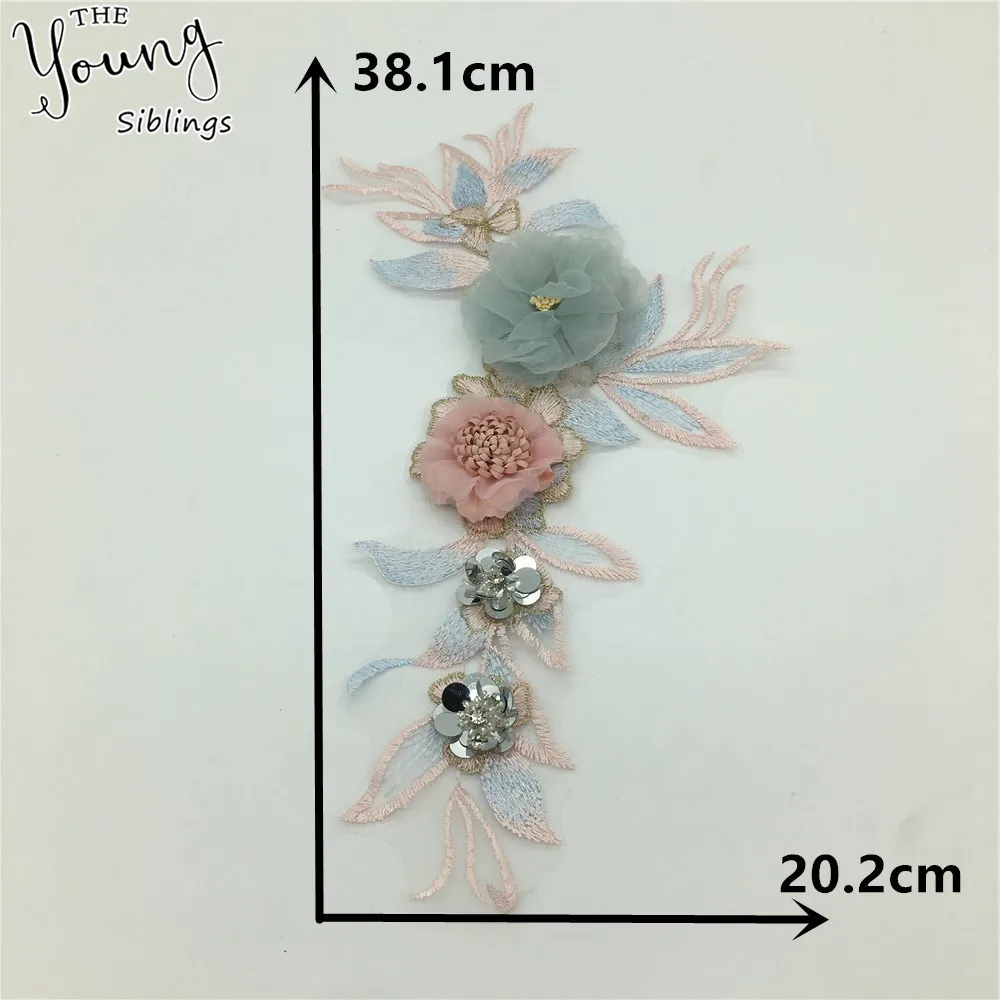 Новое поступление дизайн 3D вышивка аппликация кружево ткань воротник пайетки