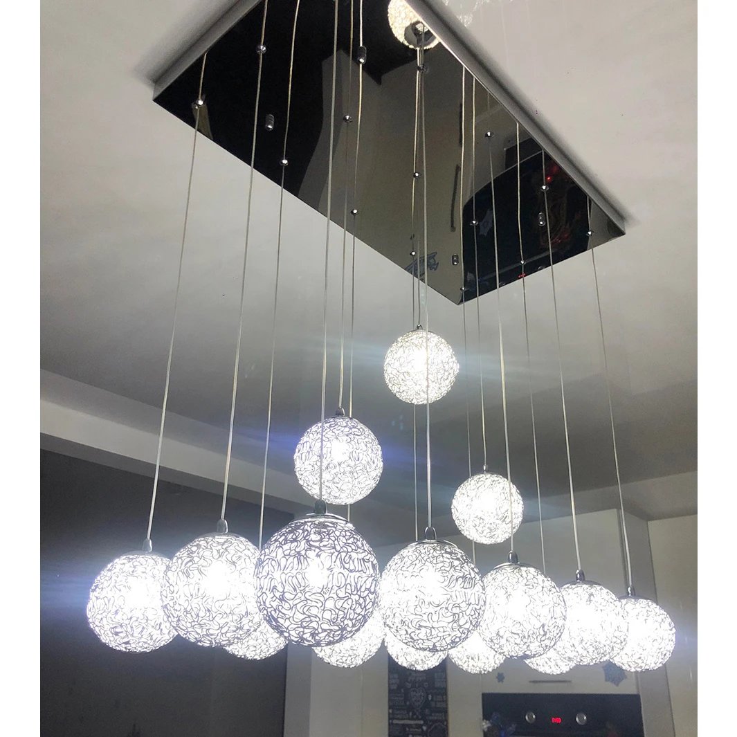 Светодиодная Люстра для лестницы столовой круглая шариковая лампа домашний