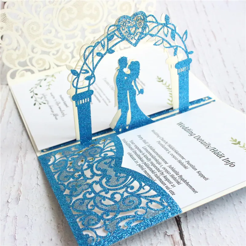 Блестящие золотые стерео приглашения сельские свадебные открытки для душа