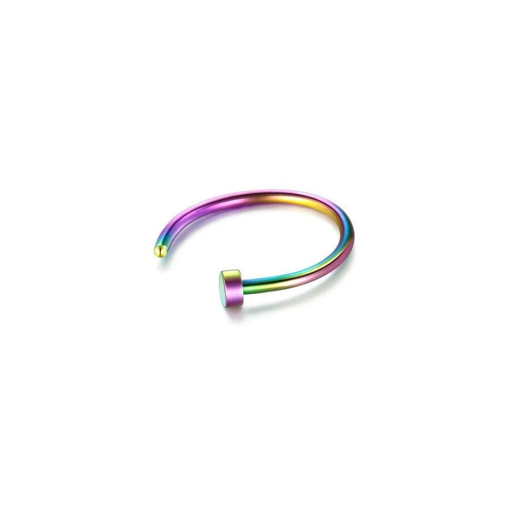 C-Colorful 1 шт. клипсы обертывание серьги козелок из нержавеющей стали 2 кольца ухо манжеты клип нос кольцо поддельные пирсинг ювелирные изделия для тела Dilataciones Falsas - Окраска металла: C-Colorful