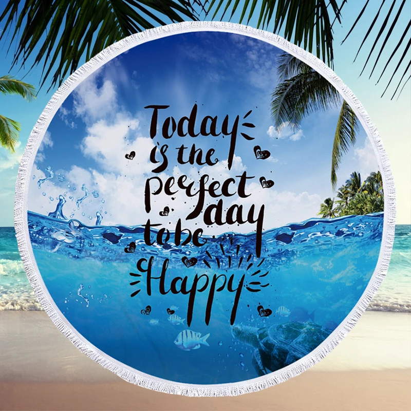 Пляжное полотенце из микрофибры для взрослых и детей с надписью пейзажным узором