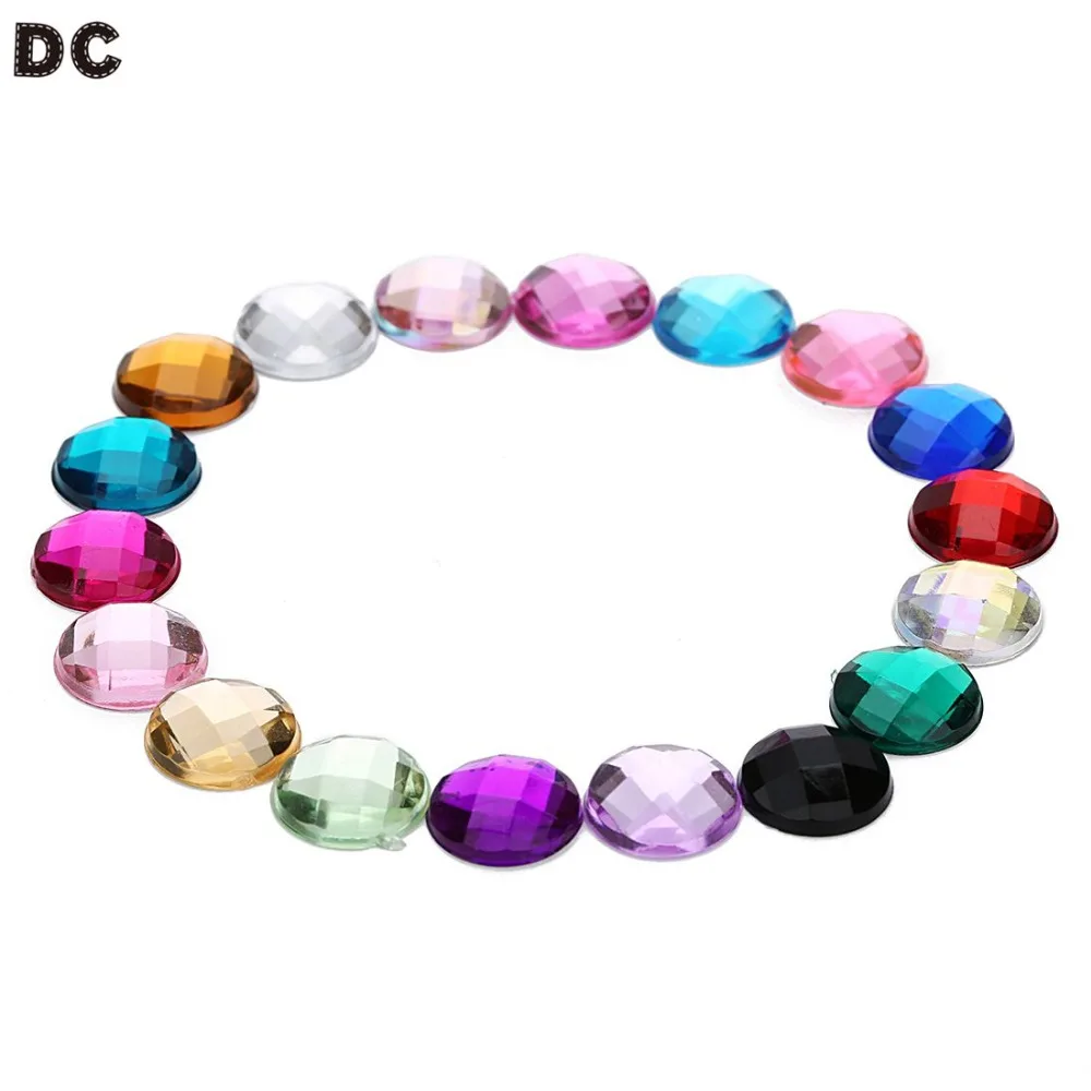 

200pcs/lot 10mm 18 Style Colored Acrylic Face Cabochon Beads Flatback Charms For Women DIY Necklace Jewelry Making