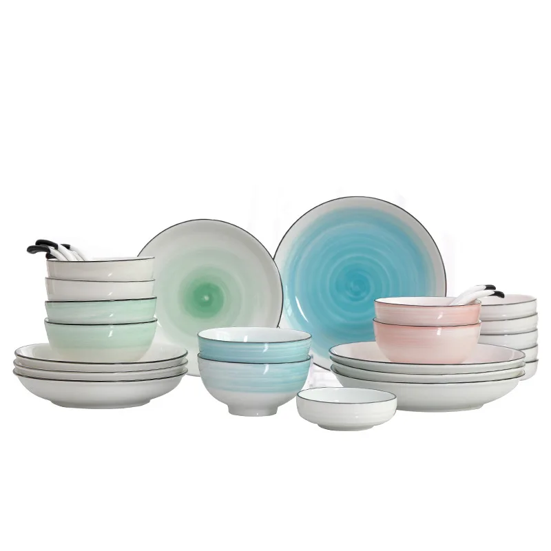 Скандинавские расписанные вручную столовые приборы тарелки для завтрака яркие