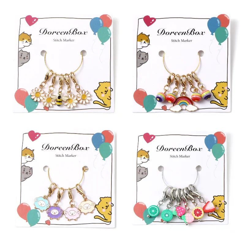 15 Style Enamel Rainbow Daisy Bee Pendants Stitch Markers Metal Crochet Latch DIY Craft Marker Kits Needle Clip Knitting Tools | Дом и сад