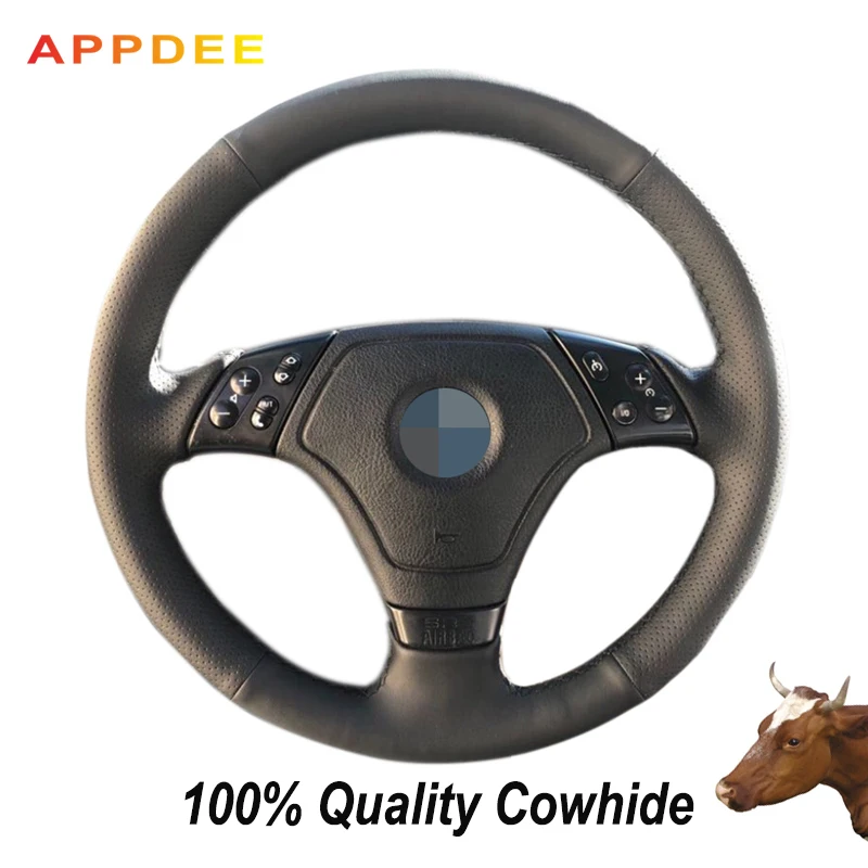 APPDEE черная натуральная кожа чехол рулевого колеса автомобиля для BMW E36 E46 E39 |