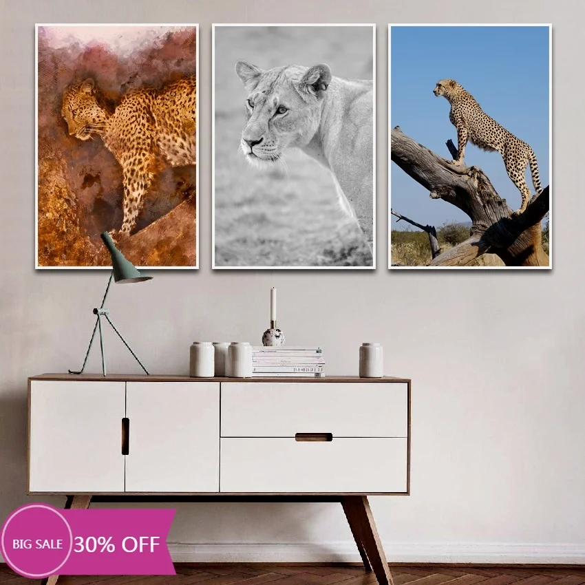 Рождественское украшение Картина на холсте постер с животными пятна и белый