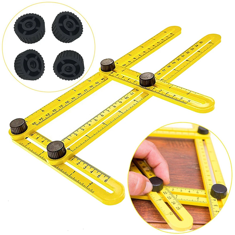 

1Pcs Professional Template Tool Angle Measuring Protractor Multi-Angle Ruler with Metric Inch Scale Builders Craftsmen Engineers