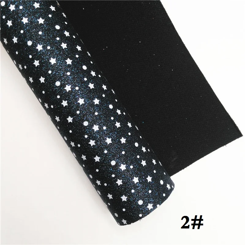 2 Glitterwishcome 21X29 см A4 Размер звезды блеск с принтом ткани, блестящие кожаные листы, кожа ткань винил для бантов, GM485A - Цвет: 2