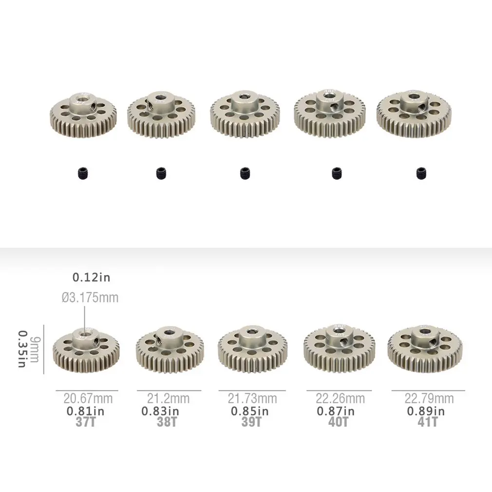 

48DP 5Pcs 3.175mm 21T 22T 23T 24T 25T Metal Pinion Motor Gear Combo Set for 1/10 RC Car Brushed Brushless Motor
