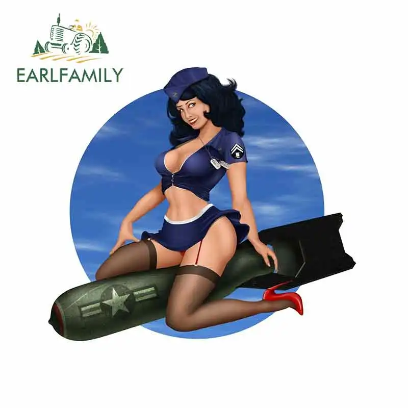 EARLFAMILY автомобильные наклейки 13 см x 11 7 с изображением Брюнетки В Стиле ВВС