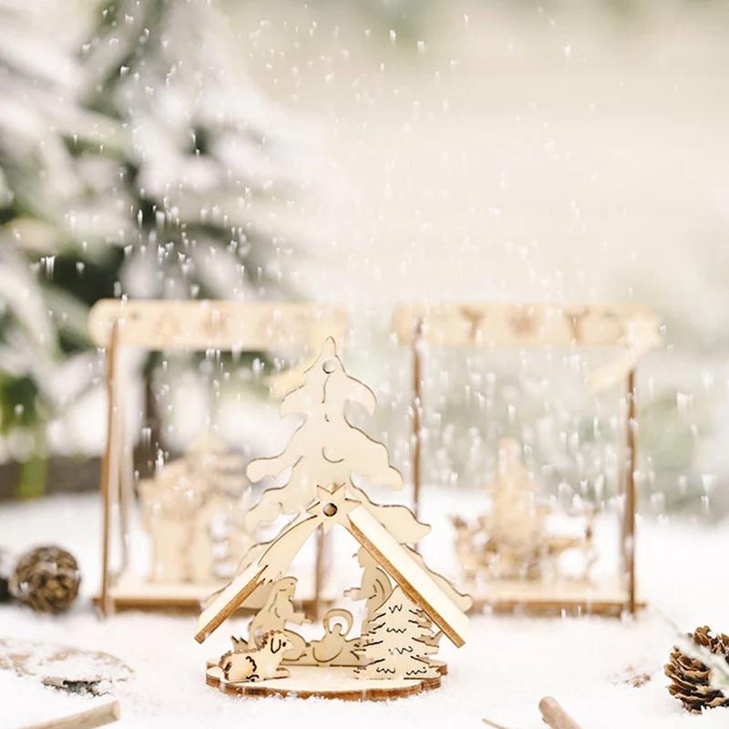 New Year 2021 Christmas Decoration for Home Wooden Swing Santa DIY Crafts Table ornaments xmas toy Merry Navidad gifts | Дом и сад