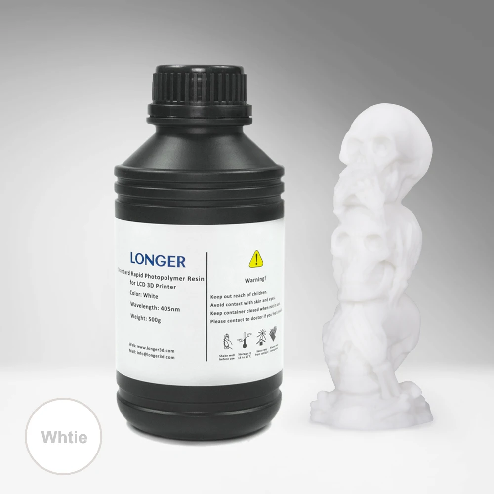 2/4 бутылок LONGER SLA UV 3D принтер Смола 500 г 405нм длина волны смолы белый серый черный