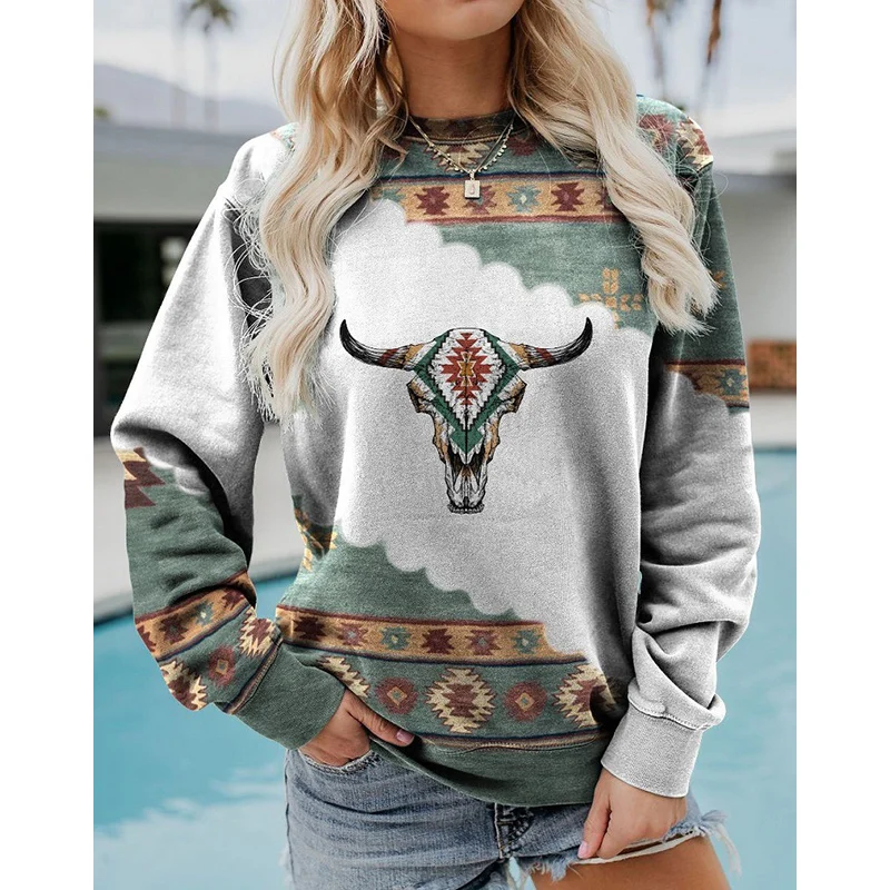 

Winter Vintage Harajuku West Top Women New Year 2022 Autumn Round Neck Long Sleeve Sweatshirt Loose Casual Punk Pullover Hoodies