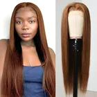 Недорогие парики из человеческих волос, парик из прямых человеческих волос, парик из прозрачных волос, парик из шоколадно-коричневых волос, парик #2 #4 T