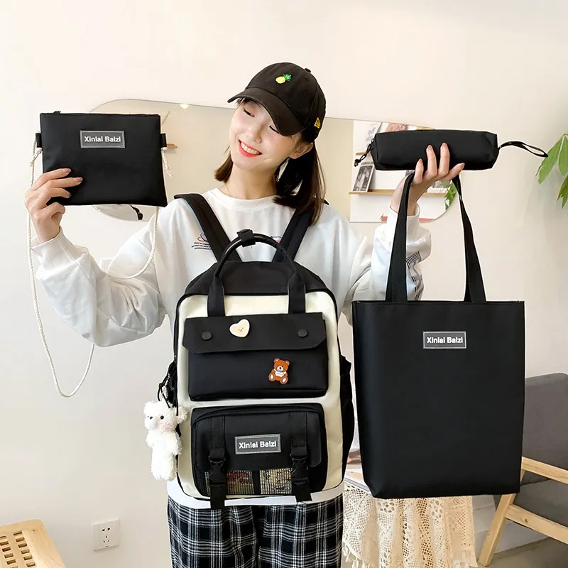 

Casual Backpacks Preppy Style Women Backpack Cute School Bags for Teenage Girl Waterproof Canvas Portable Travel Shoulder Bags