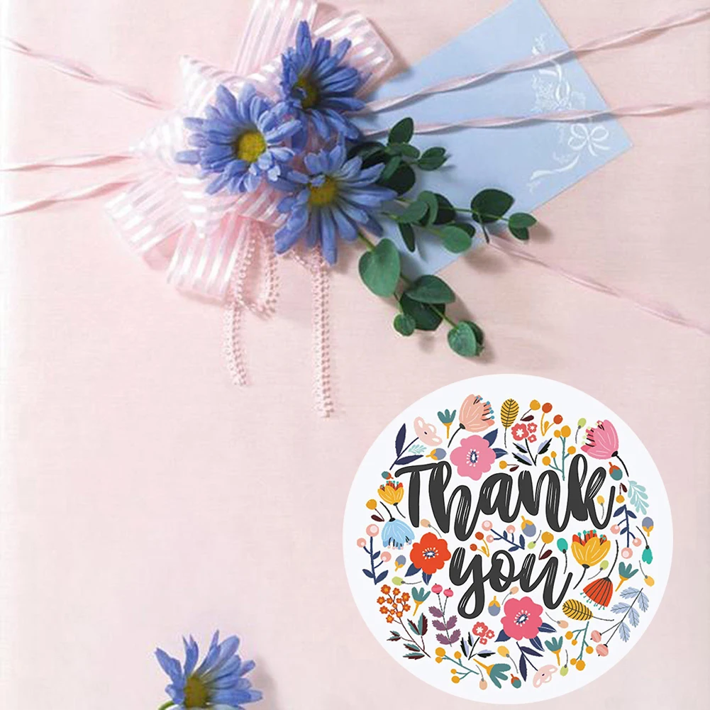 

500pcs Thank you Adhesive Paper Stickers Sealing Label Stickers for Gifts Craft Cards Envelope Sealing Label Stickers