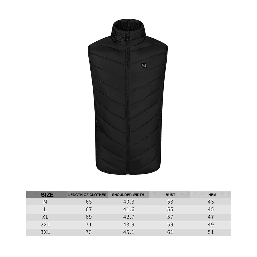 

Electric Heating Clothes Sleeveless Jacket Winter Warm USB Charging Heated Vest Cotton Zipper Coat for Outdoor Fishing Camping