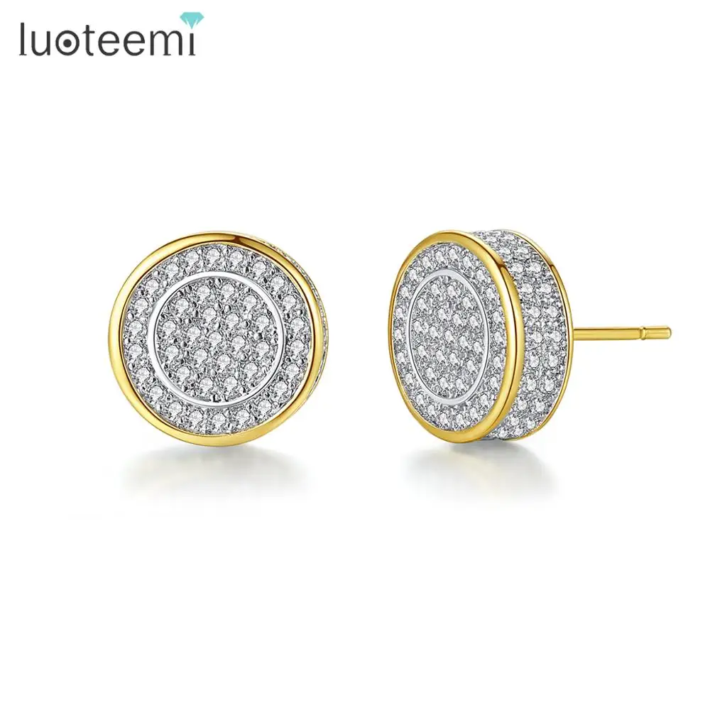 LUOTEEMI оптовая продажа шикарный круглые серьги со шпилькой для женщин на свадьбу