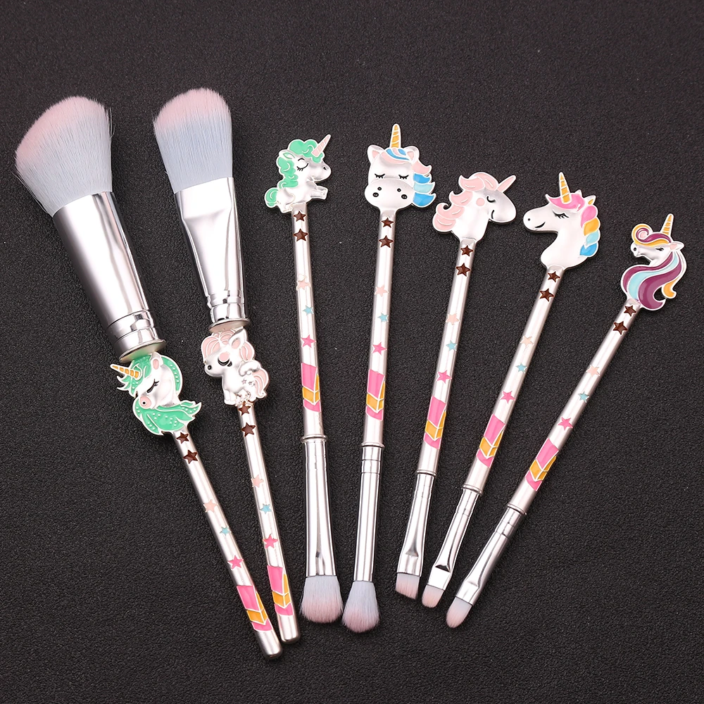 Набор кистей для макияжа в виде единорога кисти нанесения основы теней пудры