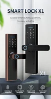 wifi tuya x1 bronze electronic door lock security with tuya app remotelybiometric fingerprintsmart cardpasswordkey unlock