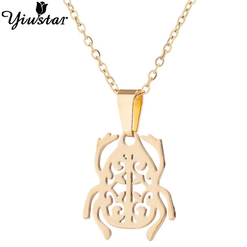 Yiustar Золотистое Ожерелье с шарфом колье из нержавеющей стали жуком чокеры милыми