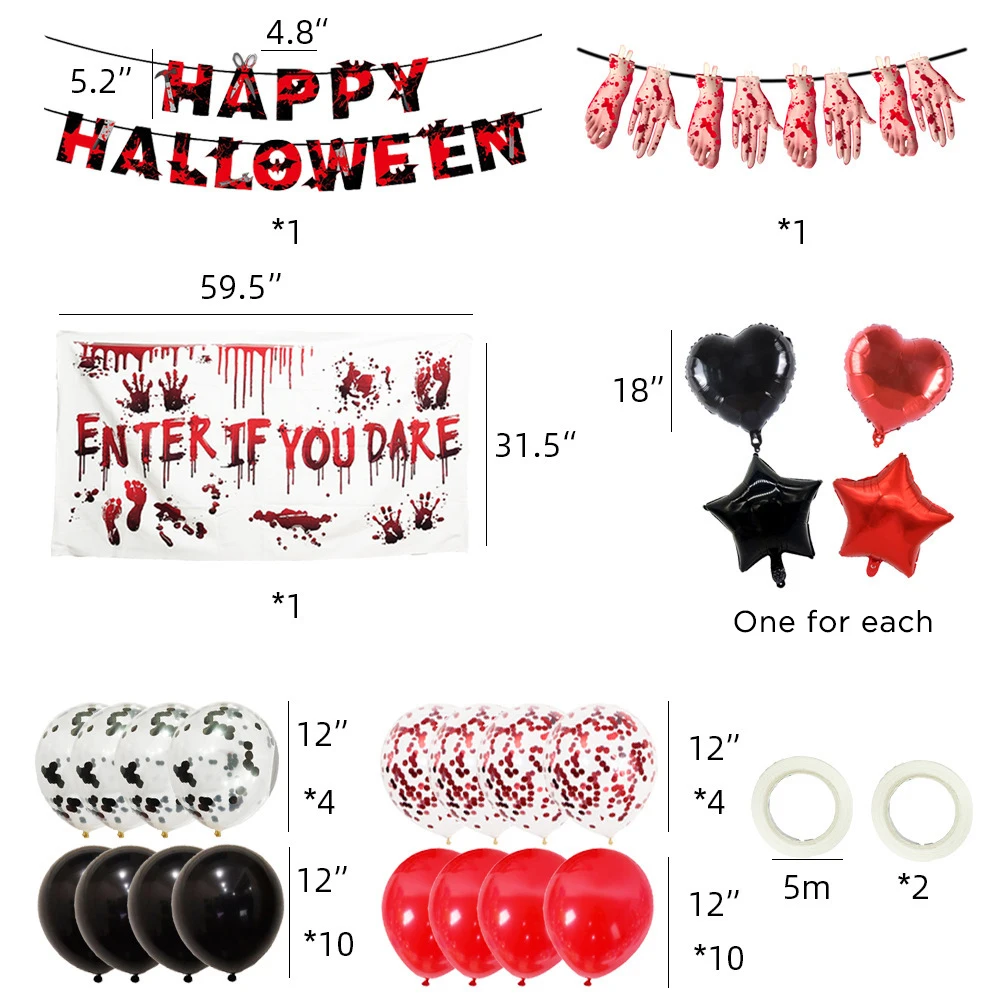 

Halloween Balloon Set Hanging Cloth Banner Broken Hand Balloon Combination Ktv Bar Shopping Mall Decoration Arrangement Balloon