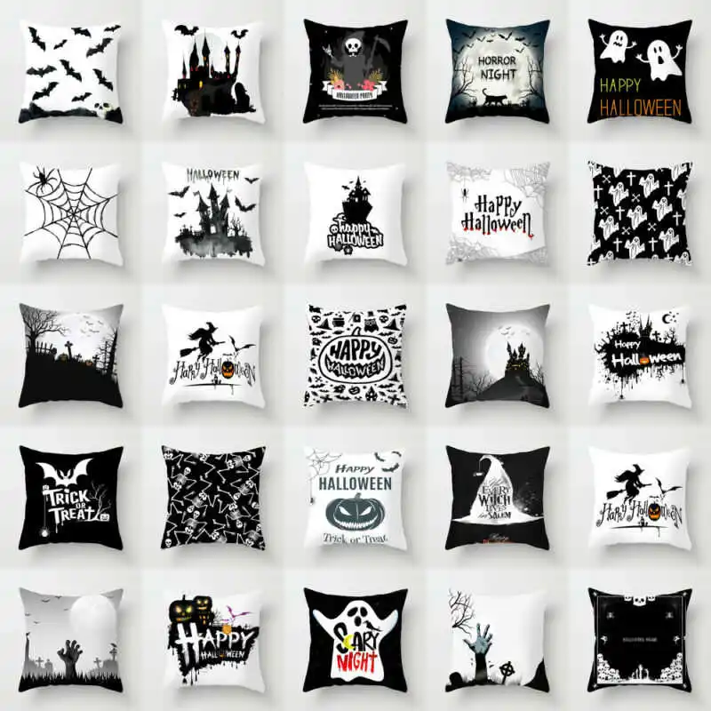 Хэллоуин 18 ''Подушка Тыква бросок Декор чехол для подушки наволочка череп
