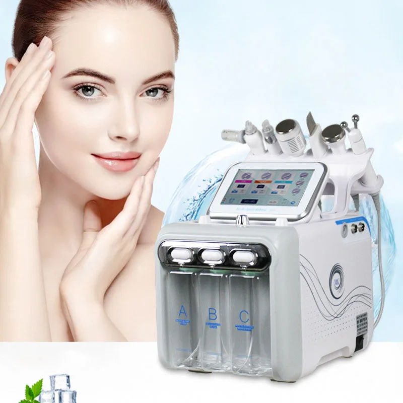 

6 in 1 Aqua Hydra Facial Water Dermabrasion H2 O2 Oxygen Spray RF BIO Lifting Spa Facial Skin Deep Clean Machine