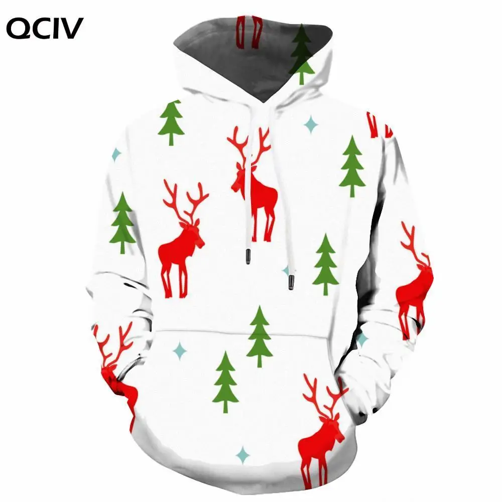 

QCIV 3d Hoodies Christmas Sweatshirts men Animal 3d Printed Trees Hoody Anime Painting Hooded Casual Long Sleeve Hip Hop Casual