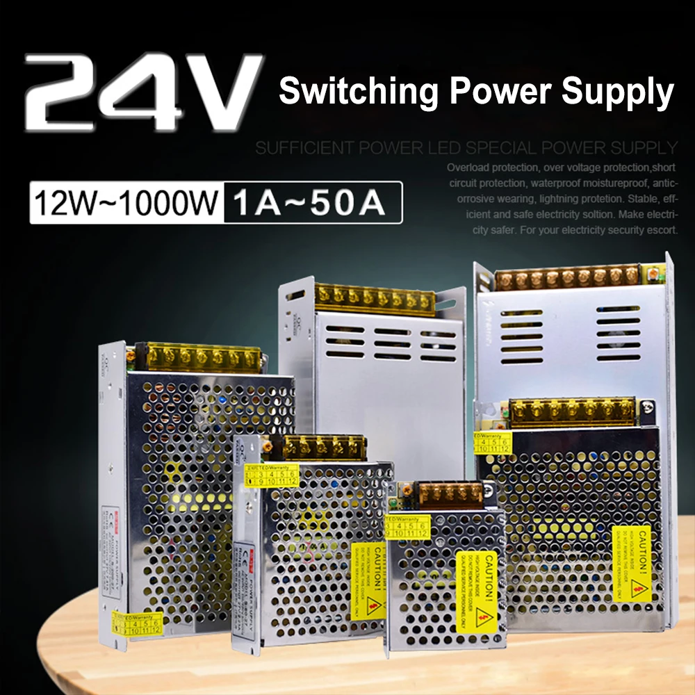 

220 AC TO 24V DC Switching Power Supply 1A 1.5A 2A 2.5A 3A 4.5A 5A 6.5A 8.3A 10A 15A 16.7A 25A 33A 41A 50A LED Transformer