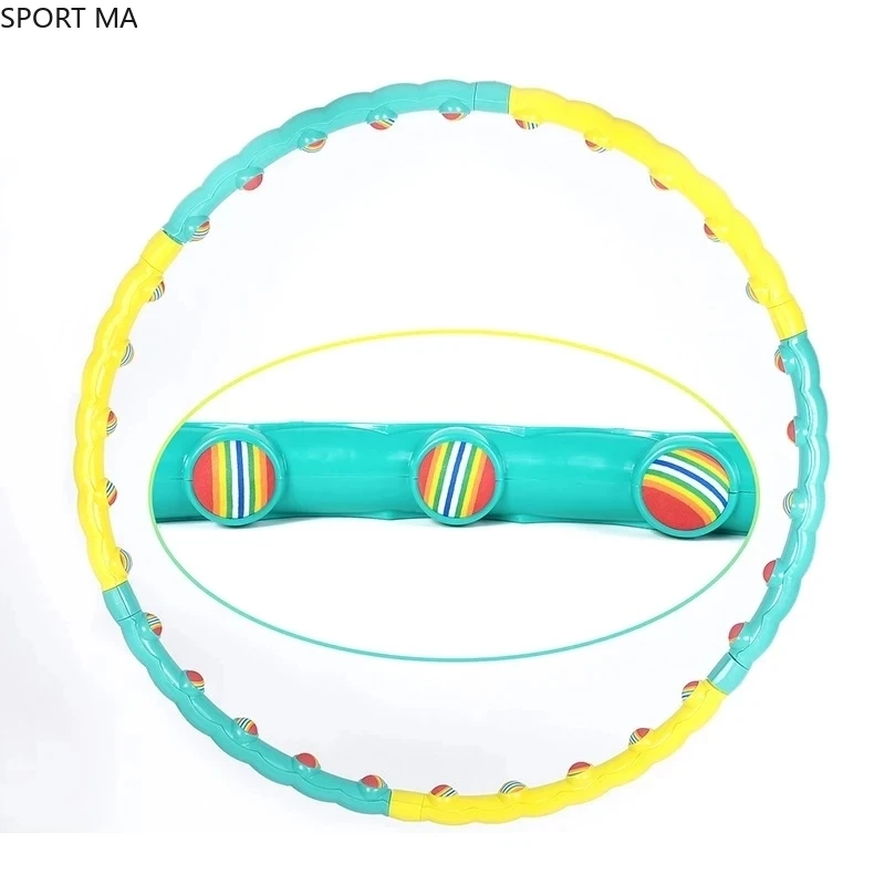 

6 Sections Removable Sports Hoops Rainbow Ball Massage Exerise Fitness Hoops Women Gym Workout Fitness Circle Fitness Equipment