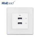 Настенная розетка с 2 USB разъемами, роскошная белая электрическая розетка в стену, розетки для ПК, 5 в постоянного тока, 2100MA