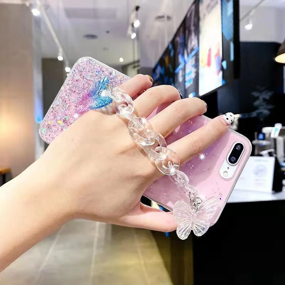 glitter case for huawei nova 7 8 6 se 5t 3 3i 3e 4 4i 4e 2 2i y7a y6p y9s y6s y6 y9 luxury sequin crystal butterfly chain case free global shipping