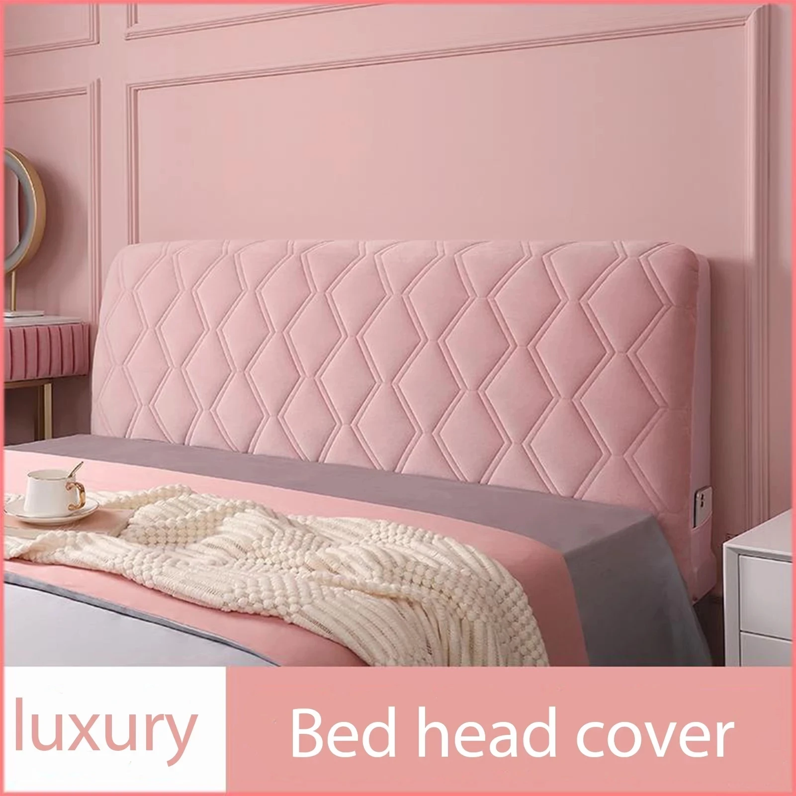 

All-inclusive Luxury Quilted Bed Head Cover Thick Velvet Headboard Cover Solid Color Protection Dust Cover Bed Back Dust Cover