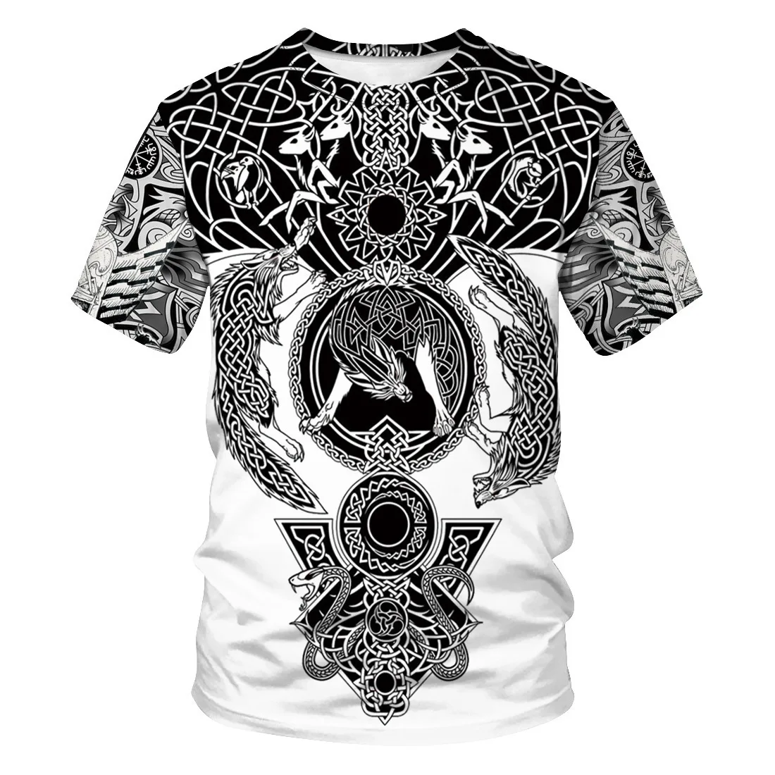 

2021 New Arrival Summer popular 3D print Viking myth digital tees lovers round neck T-shirt Fashion Casual Short Sleeve top-tee
