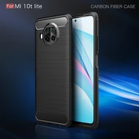 hybrid brushed carbon fiber silicone phone case for xiaomi mi 10t lite 10t pro poco c3 x3 nfc redmi k30 ultra back cover coque