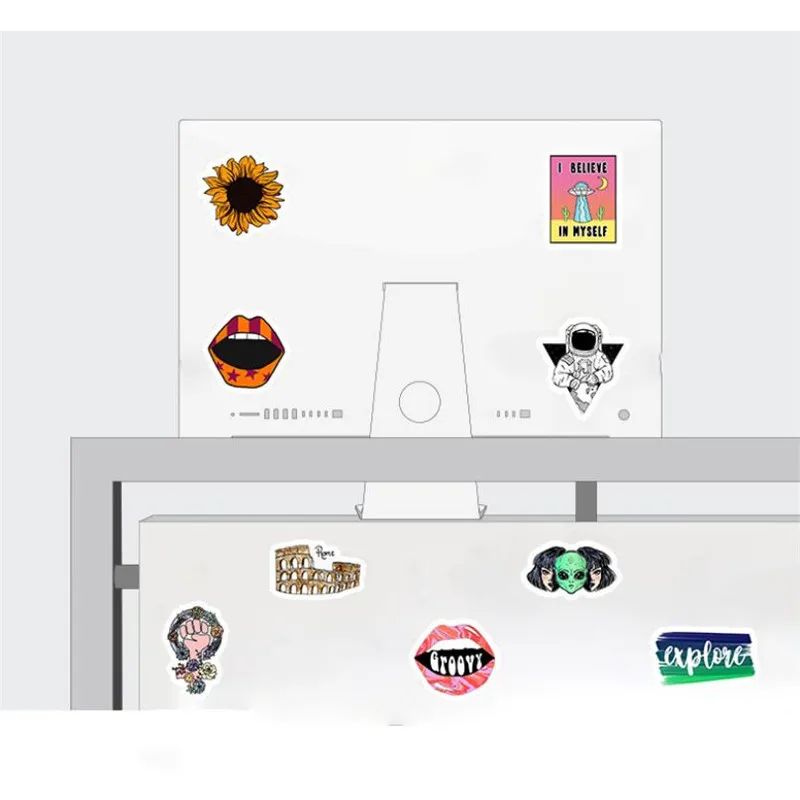 

10/30/50PCS colorful fresh and cute cartoon graffiti water cup computer light bulb landscape waterproof sticker wholesale