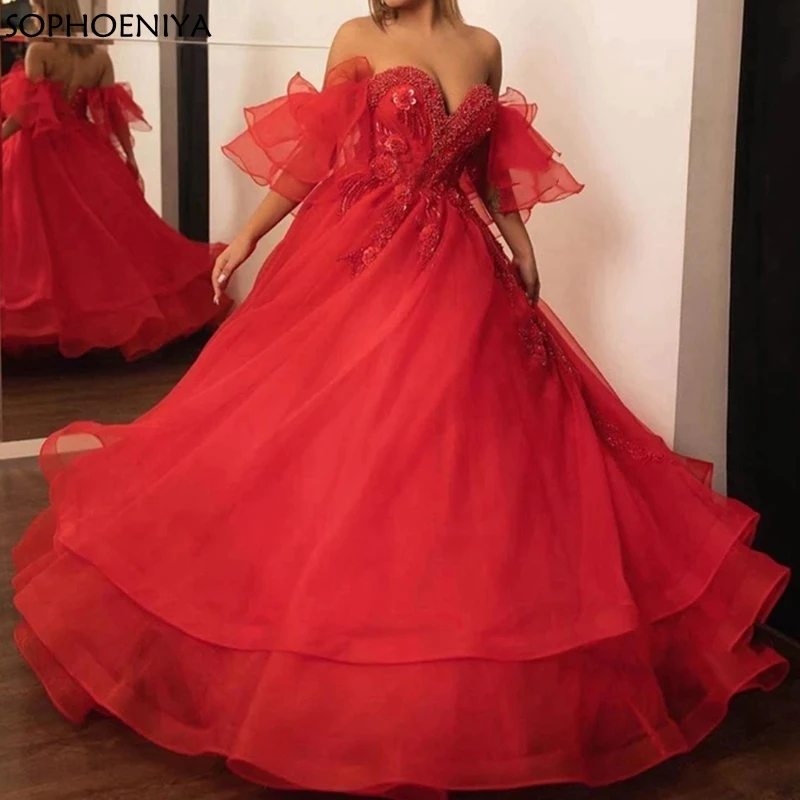 

New Arrival Sweetheart A-Line Evening Dress Pearls Beaded Formal Party Dress Arabic Dubai Women Evening Gowns Abendkleider Robe