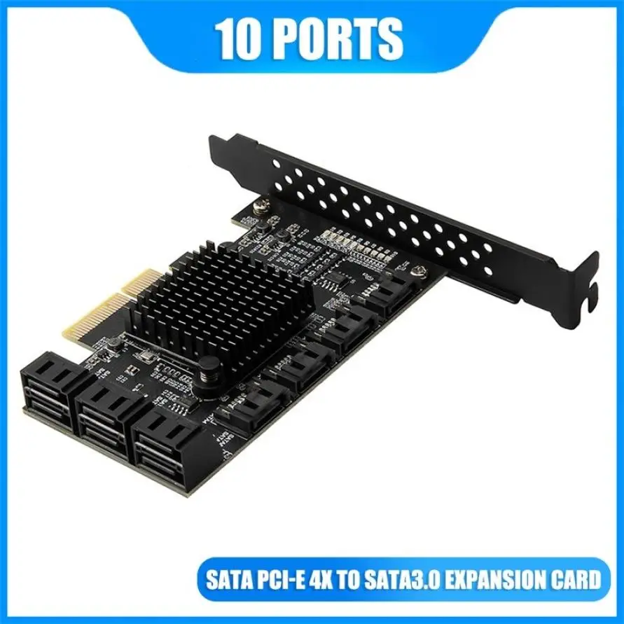 

SATA PCI-E Adapter 10 Ports PCI Express X4 To SATA 3.0 6Gbps Interface Rate Expansion Card Controller Computer Accessories