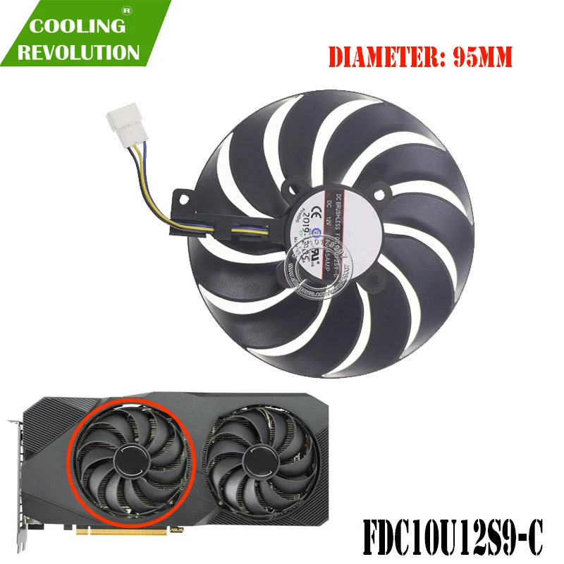 FDC10U12S9-C DC12V 0.45AMP вентилятор графической карты для ASUS Dual Radeon RX5500XT RX5600XT RX5700XT, графическая карта (art.: 3a36f68eb55) - 3a36f68eb55
