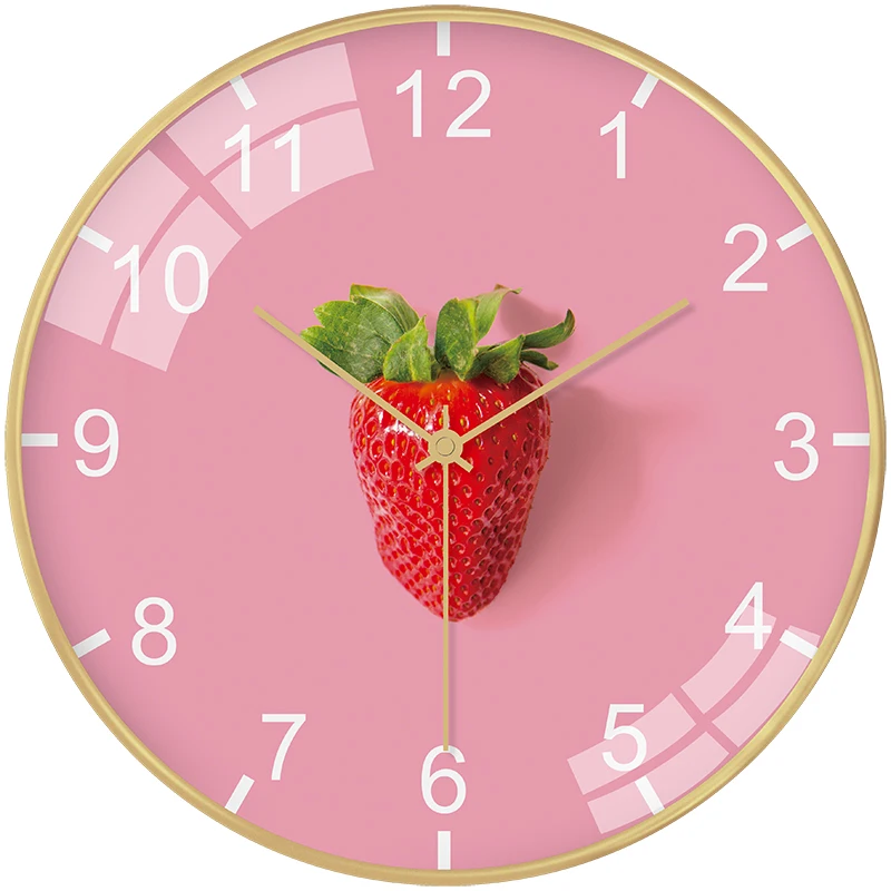 

Beautiful strawberry art home decorton wall clock Creative pastoral fruit clock