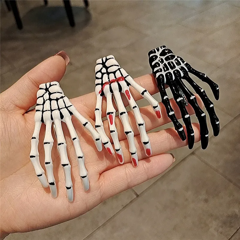 

Заколка для волос в стиле Харадзюку, резинка с черепом, скелетом, глазным яблоком, модные женские аксессуары для волос, Шпилька с когтями для...