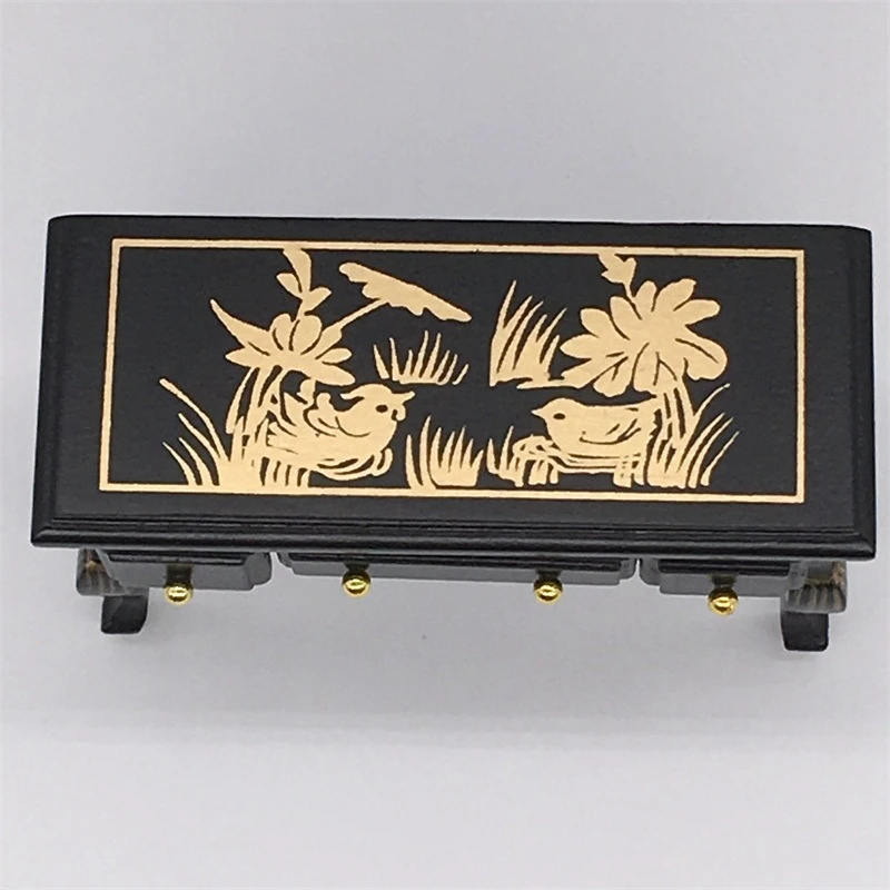 

1:12 Mini Furniture Black Desk Toy Model Retro Nostalgic Painted Flower Writing Desk Model