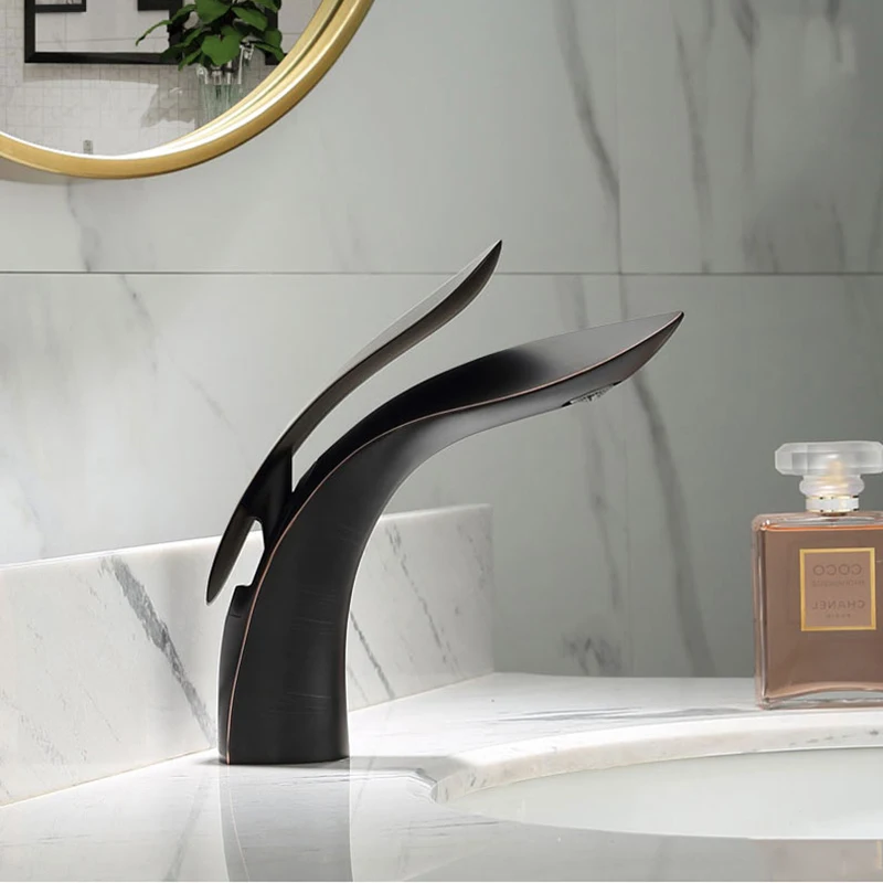 Смеситель для раковины смеситель в ванную комнату Черный Масляный латунный с