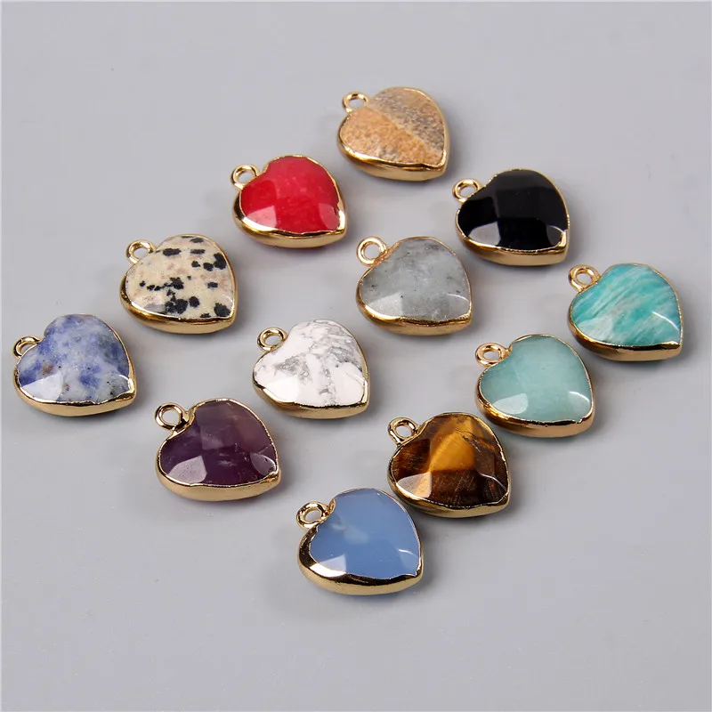 2 шт. натуральный камень тигровый глаз аметистами кулон сердце Форма