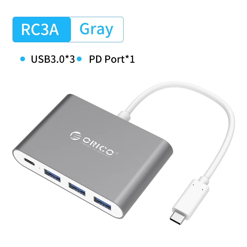 RC3A Gray ORICO usb-хаб USB C к HDMI VGA type-C PD зарядный адаптер док-станция для MacBook Pro/huawei аксессуары type C USB 3,0 разветвитель концентратор - Цвет: RC3A Gray