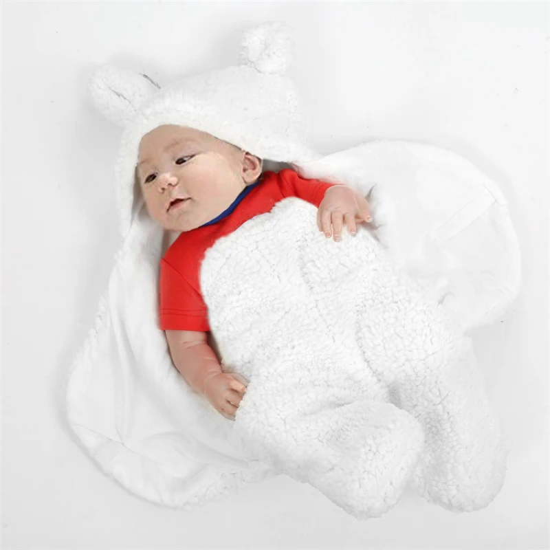 

Зимнее Пеленальное Одеяло для новорожденных, симпатичный спальный мешок, конверт для новорожденных, однотонное постельное белье, Прямая по...